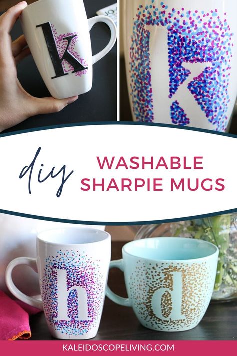 Sharpie Mug Designs, Make Your Own Mug, Easy Gifts To Make, Sharpie Mugs, Diy Sharpie Mug, Birthday Present For Husband, Present For Husband, Sharpie Mug, Letter Mugs