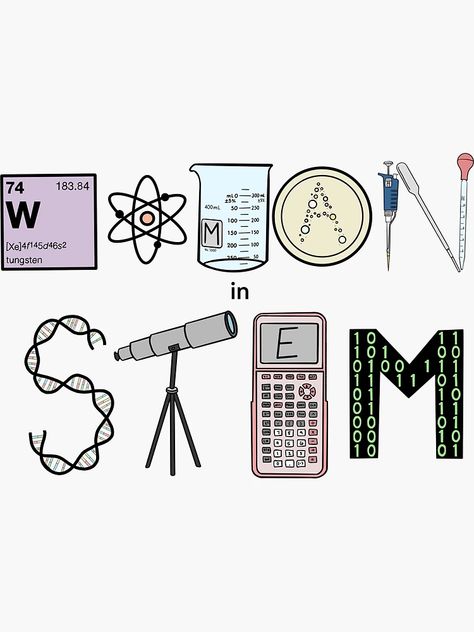 "Woman In STEM" Sticker for Sale by jrako140 | Redbubble Science Woman Aesthetic, Vision Board Science, Stem Poster Design, Chemistry Vision Board, Women In Stem Stickers, Women In Stem Quotes, Medtech Stickers, Stem Girls Aesthetic, Women In Tech Aesthetic