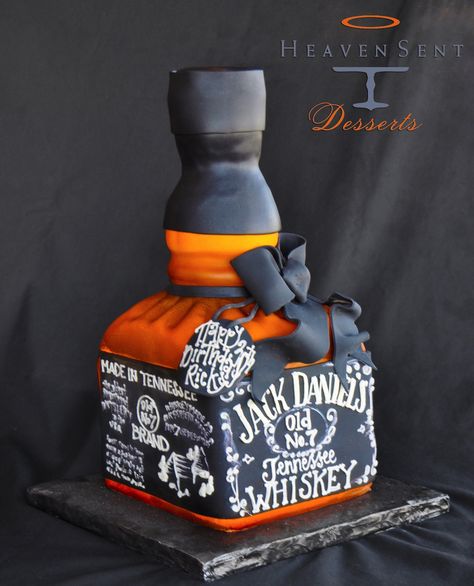 #JackDaniels cake - For all your cake decorating supplies, please visit craftcompany .co.uk Jack Daniels Cake, Whiskey Cake, Bottle Cake, 21st Cake, 21st Birthday Cakes, Gateaux Cake, 21st Birthday Cake, Specialty Cakes, Novelty Cakes