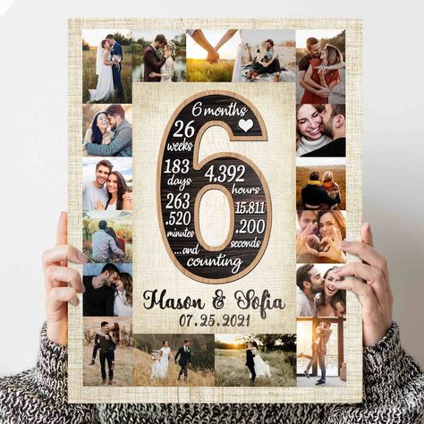 6 Month Anniversary Gift Ideas For Boyfriend, Custom Dating Anniversary Number Photo Collage Gift For Him. NOTE: Please send your photos via our email: support@magicexhalation.com and include your order number so that we can design for you as soon as possible. 6 months ~ 26 weeks ~ 183 days ~ 4.392 hours ~ 263.520 minutes ~ 15.811.200 seconds 6 months is an important milestone to celebrate a happy time that you have been together! Looking for unique 6 month anniversary gifts, why not get somethi 12 Month Anniversary Gift Ideas, Half Anniversary Gift For Him, 6 Months Anniversary Gift Ideas For Him, 6 Months Anniversary Card Ideas, 6 Months Card For Boyfriend, 6months Anniversary Ideas, 6month Anniversary Ideas Boyfriends, 6 Month Anniversary Cards, 6 Months Anniversary Ideas