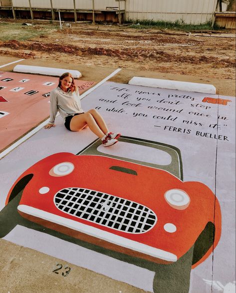 Book Themed Senior Parking Spot, Zach Bryan Parking Spot Painting, Senior Parking Spaces Funny, Senior Boards, 2enior Ye4r, Senior Year Scrapbook, Parking Lot Painting, Ferris Bueller’s Day Off, Senior Year Things