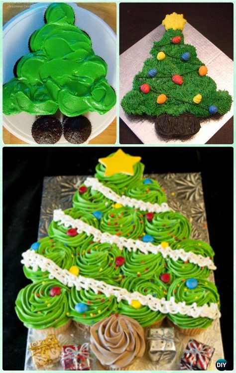 Christmas Tree Pull Apart, Christmas Cupcake Cake, Pull Apart Cupcake, Flat Christmas Tree, Cake Design Ideas, Pull Apart Cupcake Cake, Pull Apart Cupcakes, Preppy Kitchen, Christmas Cupcake