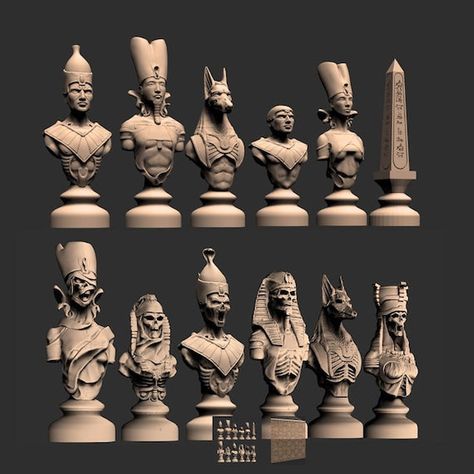 3d Printed Chess Board, Egyptian Chess Set, 3d Printed Chess Pieces, Fancy Chess Set, Chess Pieces Design, Chess Board Design, 3d Chess Board, Chess Match, Chess Design