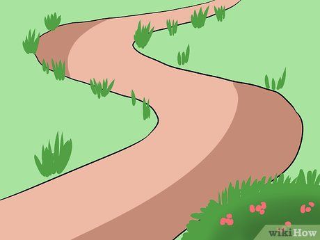 How to Create a Walking Path: 8 Steps (with Pictures) - wikiHow Path Illustration, Cartoon Garden, Wood Path, Landscape Pavers, Walking Map, Walking Path, Brick Path, Church Bulletin Boards, Path Design