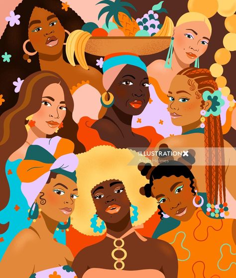 For International Women's Day. Colorful collage of beautiful diverse women dressed fashionably and unique. Women's Month Illustration, Month Illustration, Diverse Women, Walmart Style, Colorful Collage, Diverse Models, Bombay Sapphire, Ellen Degeneres Show, Women's History Month