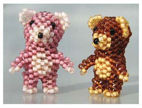 Free Beading Pattern: 3D Teddy Bear | Bead-Patterns.com Seed Bead Patterns Free, Beaded Beads, Beading Patterns Free, Seed Bead Patterns, Beaded Jewellery, Seed Bead Tutorial, Teddy Bear Pattern, Beaded Crafts, Bead Stitching