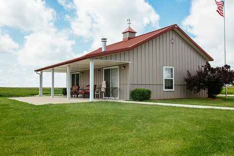 Lovely Little Metal Building Home w/ Cosy Interior (8 HQ Pictures) | Metal Building Homes Metal Building Homes Cost, Morton Building Homes, Shop With Living Quarters, Metal Buildings With Living Quarters, Metal Shop Building, Steel Building Homes, Morton Building, Metal Barn Homes, Building Home