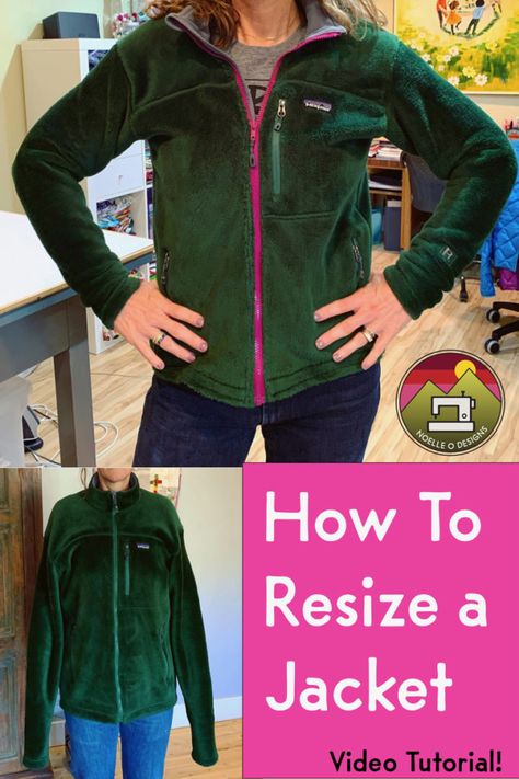 Fleece Jacket Diy, Jacket Diy, Patagonia Fleece Jacket, Diy Jacket, Patagonia Fleece, Altering Clothes, Polyester Jacket, Jogging Suit, A Jacket