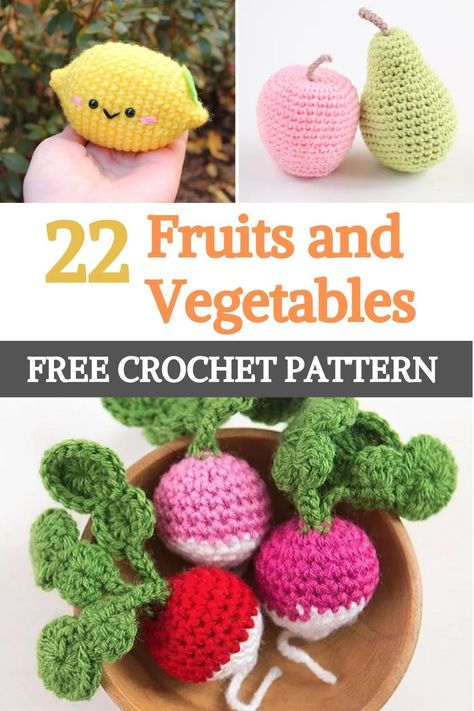 Vegetable Crochet, Crochet Garden, Crochet Fruit, Food Patterns, Crochet Design Pattern, Crochet Food, Crochet Amigurumi Free Patterns, Crochet Kitchen, Crochet Amigurumi Free