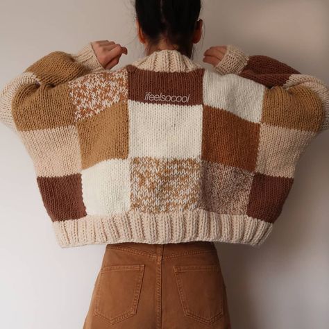 This is a handmade cardigan. 🌿 Jaket Crochet, Patchwork Cardigan, Mode Crochet, Crochet Clothing And Accessories, Crochet Fashion Patterns, Crochet Inspo, Diy Crochet Projects, Knitting Inspiration, Crochet Cardigan