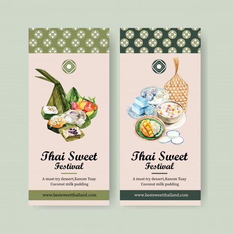 Thai sweet banner with pyramid dough, im... | Free Vector #Freepik #freevector #banner #watercolor #milk #fruits Fruits Watercolor, Standing Banner Design, Thai Design, Dessert Packaging, Food Sketch, Food Illustration Art, Thai Dessert, Powerpoint Design Templates, Learning Graphic Design