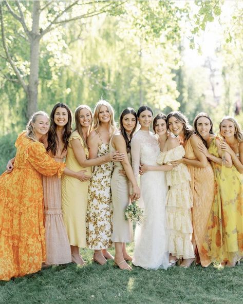 19 fabulous fall bridesmaids dresses Bridesmaid Dresses Floral Print, Printed Bridesmaid Dresses, Spring Bridesmaid Dresses, Neutral Bridesmaid Dresses, Fall Bridesmaids, Bridesmaids Dress Inspiration, Floral Bridesmaid Dresses, Fall Bridesmaid Dresses, Summer Garden Wedding