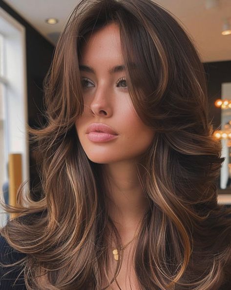 Butterfly Hair Cut, Rambut Brunette, Haircuts For Medium Length Hair, Hair Inspiration Long, Layered Haircuts For Medium Hair, Dark Hair With Highlights, Hairstyles For Layered Hair, 90s Hairstyles, Fresh Hair