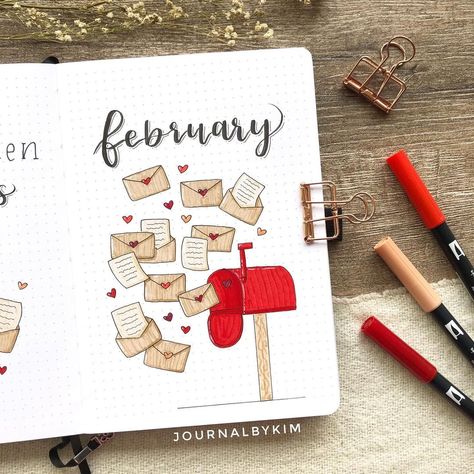 Letters To Friends, February Bullet Journal, Hello February, Disney Planner, Bullet Journal 2019, Bullet Journal Ideas Templates, Bullet Journal Quotes, Bullet Journal Cover Page, Bullet Journal Paper