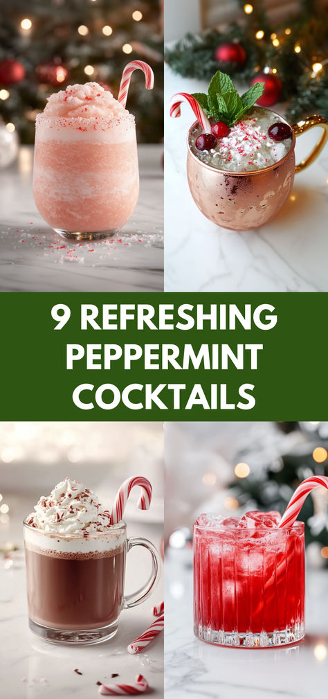 Refreshing Peppermint Cocktails Peppermint Mock Tail, Peppermint Horchata Drinks, Drinks With Rumple Minze, Peppermint Patty Drink Cocktails, Mint Christmas Cocktail, Christmas Drinks With Peppermint Vodka, Rumplemintz Drinks Cocktails, Holiday Cocktails Peppermint, Peppermint Twist Vodka Drinks