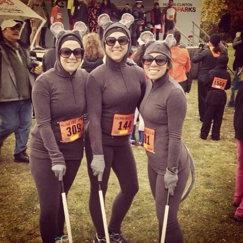 Running Costume Ideas | POPSUGAR Fitness Mice Costume, Halloween 5k, Halloween Running Costumes, 3 Blind Mice, See How They Run, Halloween Run, Ideas For Fun, Mouse Costume, Running Costumes