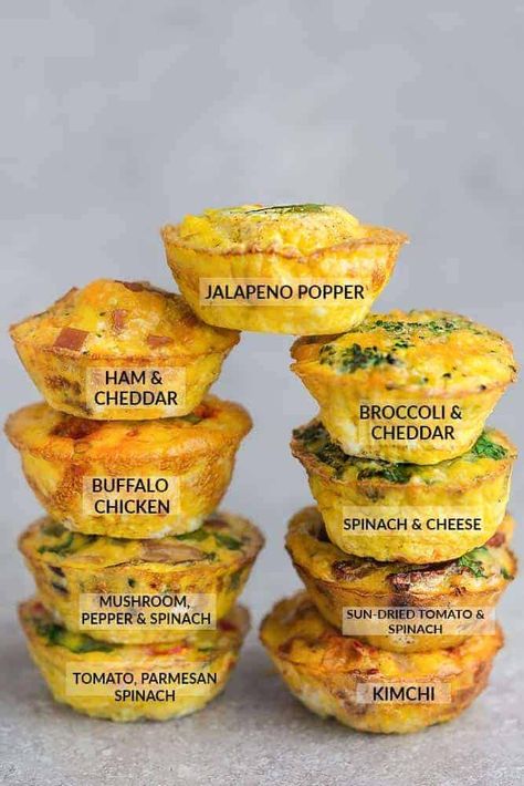 Breakfast Egg Muffins - 9 Ways Story - Life Made Sweeter Low Carb Egg Muffins, Resep Vegan, Egg Cups Breakfast, Egg Muffins Breakfast, Egg Muffin, Vegan Muffins, Low Carb Breakfast Recipes, Egg Muffins, Diet Vegetarian