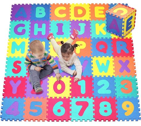 Amazon.com: Click N' Play, Foam Alphabet and Numbers Puzzle Play Mat, 36 Tiles (Tile size -12 x 12 inches): Toys & Games Bath Mat Diy, Baby Puzzles, Kids Motor Skills, Outside Baby Showers, Baby Toys Diy, Puzzle Mat, Playroom Design, Baby Mat, Indoor Toys