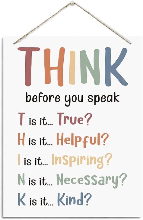 Amazon.com: Think Before You Speak Sign, Growth Mindset Sign, Rustic Hanging Wood Plaque Sign, Mental Sign, Wall Decor Art, Classroom Wall Decor, Cubicle Office Decor, Counseling Office Decor, Classroom Decor : Home & Kitchen Wall Hangings For Classroom Decoration, School Counseling Office Design, School Counselor Office Decorating Ideas, Classroom Asthetics, Counselor Office Decorating Ideas, Counseling Office Design, Office Decor Counseling, Cubicle Office, School Counselor Office Decor