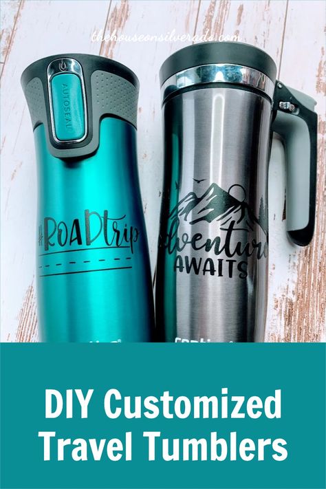 Easy DIY Customized Travel Tumblers that you can make for your next vacation or road trip. Mugs Diy, Road Trip Travel, Personalized Travel Mugs, Cricut Supplies, Road Trip Adventure, Drinks Tumbler, Plastic Tumblers, Family Vacations, Vacation Ideas