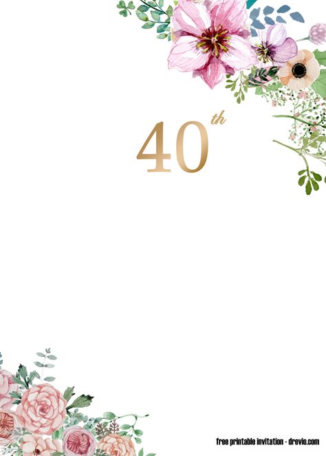 FREE Printable 40th Invitation Templates – UPDATED! | Download Hundreds FREE PRINTABLE Birthday Invitation Templates 50th Wedding Anniversary Invitations, 90th Birthday Invitations, Free Printable Birthday Invitations, 40th Wedding Anniversary, Free Printable Invitations, 40th Birthday Cards, 40th Birthday Invitations, Wedding Anniversary Invitations, Anniversary Invitations