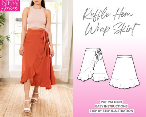 Long Skirt Sewing Pattern, Midi Skirt Sewing Pattern, Halter Top Sewing Pattern, Jumpsuit Sewing, Maxi Dress Pattern Sewing, Wrap Skirt Pattern, Jumpsuit Pattern Sewing, Wrap Midi Skirt, Skirt Sewing Pattern