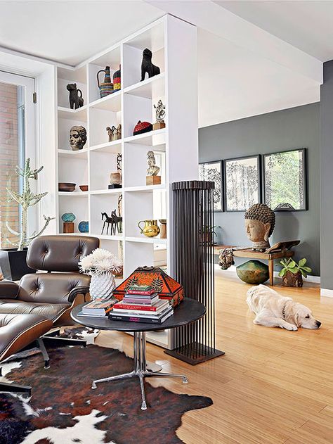 Delineate Spaces; In an open living room, create subtle division with a shelving unit. This floor-to-ceiling bookshelf separates the open floor plan into two distinct rooms while offering ample display space. Small Space Cabinet, Bookshelf Room Divider, Shelf Divider, Room Divider Headboard, Temporary Room Dividers, Metal Room Divider, Fabric Room Dividers, Bamboo Room Divider, Living Room Divider