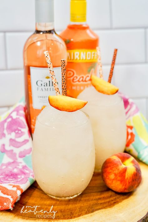 Peach Wine Slushie, Peach Vodka Drinks, Peanut Butter Cookie Lasagna, My Heavenly Recipes, Wine Slush, Wine Slushies, Best Chicken Salad Recipe, Slush Recipes, Remy Ma