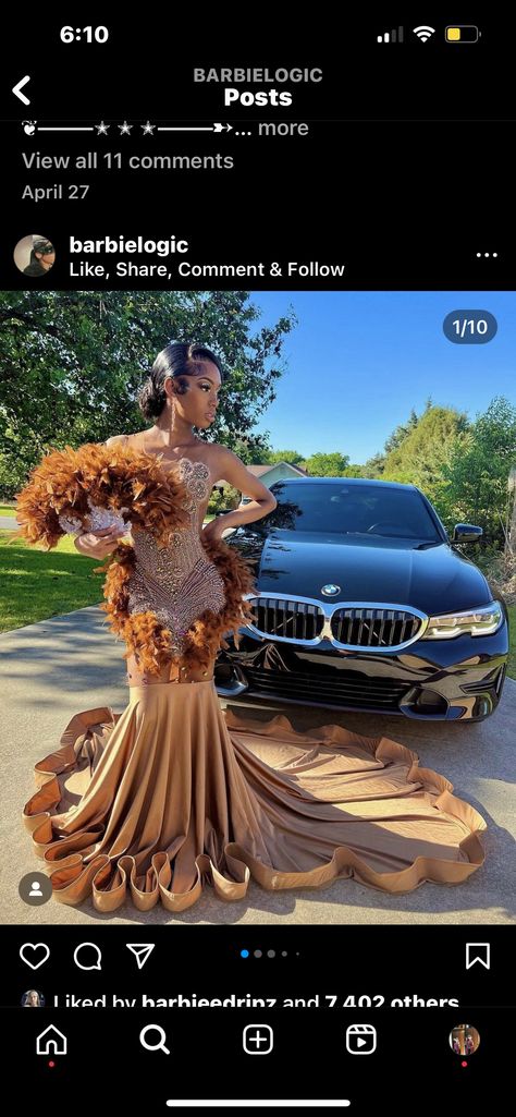 After Prom Outfit, Prom Dress Aesthetic, Brown Prom Dresses, Prom Dress Short, Dress Short Prom, Feather Prom Dress, Orange Prom Dresses, Prom Dress Trends, Prom Fashion