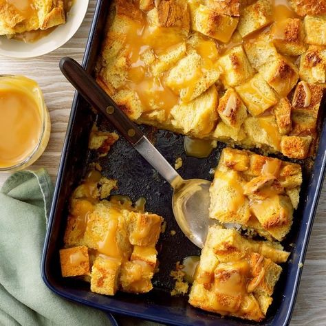 39 of Our Best Bread Pudding Recipes I Taste of Home Biltmore Bread Pudding Recipe, Flavored Bread Pudding, Cajun Bread, Bread Pudding With Caramel Sauce, Bread Pudding Recipes, Greek Easter Bread, Best Bread Pudding Recipe, Pudding Flavors, Cinnamon Swirl Bread