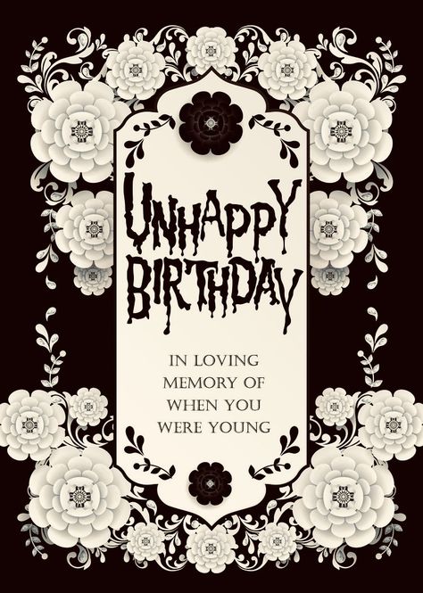 Emo Birthday Card Ideas, Horror 30th Birthday, Goth 18th Birthday, Goth Birthday Card, Gothic Birthday Party Ideas, Gothic Birthday Card, Gothic 30th Birthday, Dark Birthday Aesthetic, Emo Birthday Party