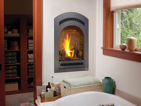 Small – Fireplace Xtrordinair Narrow Fireplace, Small Gas Fireplace, Fireplace Xtrordinair, Fireplace Heat, Accent Lights, Gas Fireplaces, Small Fireplace, Kitchen Fireplace, Bed Breakfast