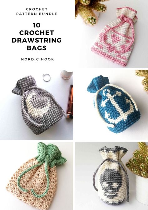 Crochet Drawstring Bags, Patterns For Toys, Crochet Drawstring Bag, Drawstring Bag Pattern, Crochet Drawstring, Free Crochet Bag, Crochet Bag Pattern Free, Crochet Pouch, Crochet Design Pattern