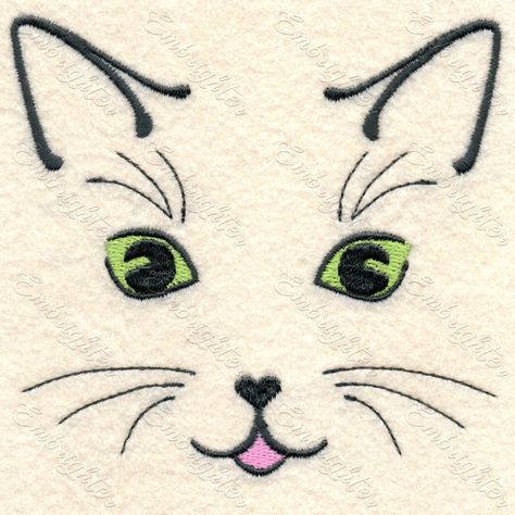 Embroidered Cat Face, Coastal Quilts, Embroidery Tips, Cat Embroidery, Cat Faces, Whimsical Cats, Embroidery Bags, Cat Eyes, Arte Floral