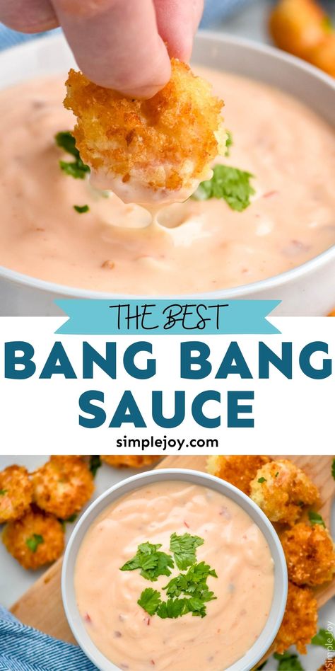 Bang Bang Sauce is the key ingredient to Bang Bang Shrimp, and it is to die for. Made with just four ingredients, you will fall in love with this easy sauce. Bang Bang Sauce Recipe, Tacos Crockpot, Shrimp Sauce Recipes, Shrimp Taco Sauce, Sweet Red Chili Sauce, Shrimp Dipping Sauce, Bang Bang Shrimp Pasta, Shrimp Pasta Salad, Bang Bang Sauce