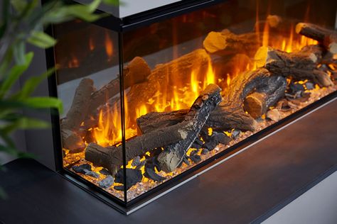 Fire Feature Wall, Modern Wood Burning Stoves, Inset Stoves, Inset Electric Fires, Electric Logs, Recessed Electric Fireplace, Diy Home Interior, Fireplace Beam, Electric Fire