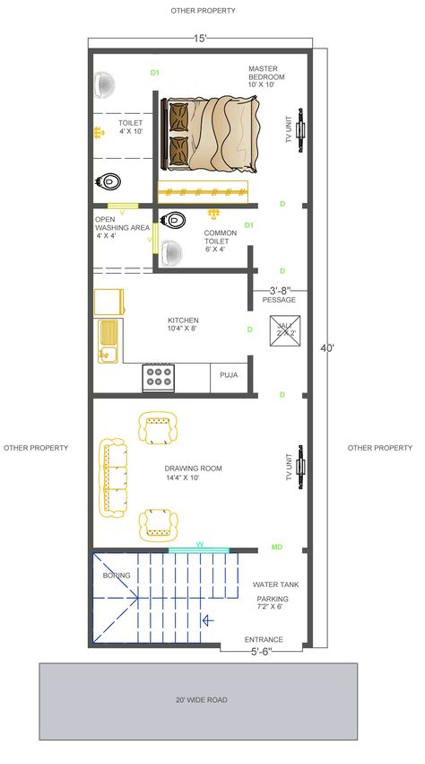 14x45 House Plan, 15 X 45 House Plans, 18x60 House Plans, 15×35 House Plan, 16×40 House Plan, 15×45 House Design, 18x50 House Plan, 12x40 Floor Plan Layout, 15x40 House Plans