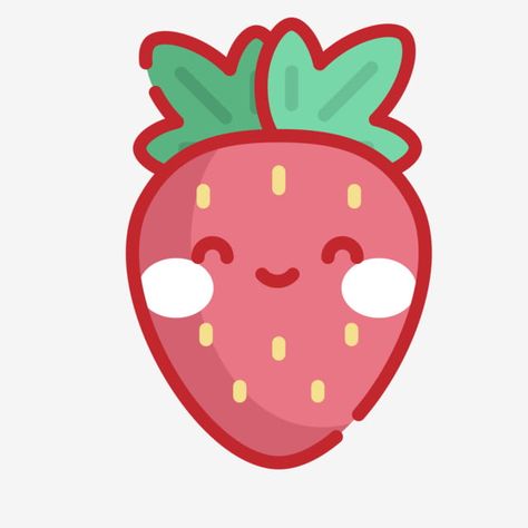 Cute Drawings Fruit, Cute Art Strawberry, Cute Strawberry Illustration, Kawaii Strawberry Art, Strawberry Cute Drawing, Strawberry Art Cute, Cute Fruits Drawings, Strawberry Aesthetic Pfp, Strawberry Drawing Cute