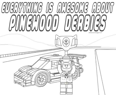 Akela's Council Cub Scout Leader Training: Lego Pinewood Derby Cub Scout Coloring Page.  Everything is Awesome about Cub Scouts and Pinewood Derbies Lion Scouts Free Printable, Pinewood Derby Activities, Cub Scout Coloring Pages, Pinewood Derby Decorations, Lion Scouts, Tiger Scouts, Cub Scouts Tiger, Wolf Scouts, Cub Scout Activities