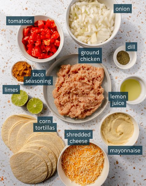 Baked Ground Chicken Tacos - Fed & Fit Fed And Fit Ground Chicken Tacos, Ground Chicken Taquitos, Ground Chicken Tostadas, Ground Chicken Taco Recipes, Mini Chicken Tacos, Ground Chicken Tacos, Fried Tacos, Baked Chicken Tacos, Taco Mix