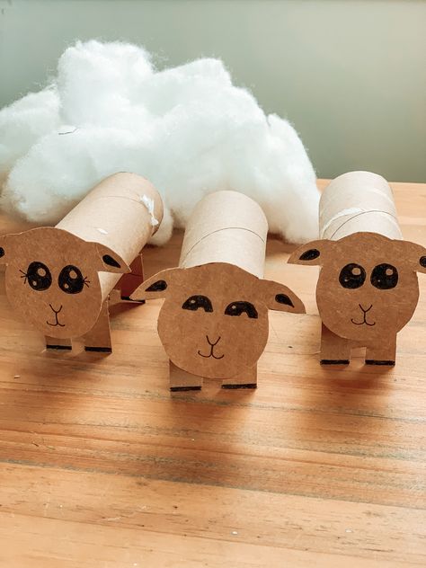 Sheep Crafts For Preschoolers, Good Friday Crafts For Kids, Sheep Crafts Preschool, Toilet Paper Roll Ideas, Diy Sheep Craft, Sheep Crafts For Kids, Craft Sheep, Sheep Decorations, Farm Theme Crafts