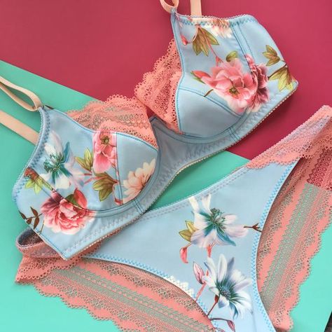 Cute Matching Bra Sets, Bra Set Pattern, Matching Bra And Thong Set, Floral Bra Set, Harriet Bra, Bra Making Tutorial, Coquette Lingerie Sets, Bra Sewing, Swimwear Pattern