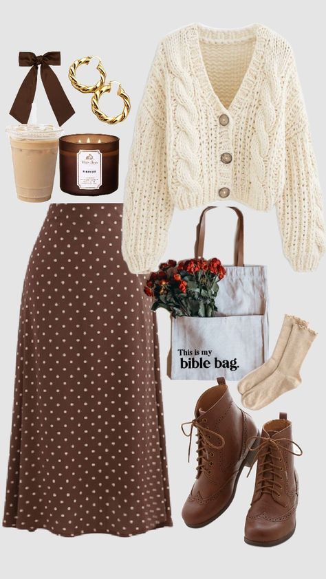 #cottagecore #cottagecoreaesthetic #lightacademia #lightacademiaaesthetic #brownaesthetic #outfitinspo #modestfashion #KortneyCarsonremix Trendy Cottagecore Outfits, Cottage Clothing Style, Cottagecore Outfits Autumn, Boho Cottage Core Outfits, Cottage Core Mom Outfits, Aesthetic Brown Clothes, Cottagecore Work Outfit, Cottagecore Outfits Winter, Cottagecore Outfit Winter