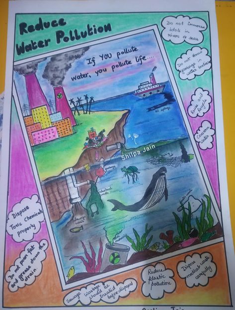 #pollution #waterpollution #pisterpollution Public Awareness Poster, Polluted Water Drawing, Air Pollution Poster Creative, Water Pollution Poster Drawing, Land Pollution Poster, Types Of Pollution Poster, Water Pollution Poster Project, Water Pollution Art, Water Pollution Drawing