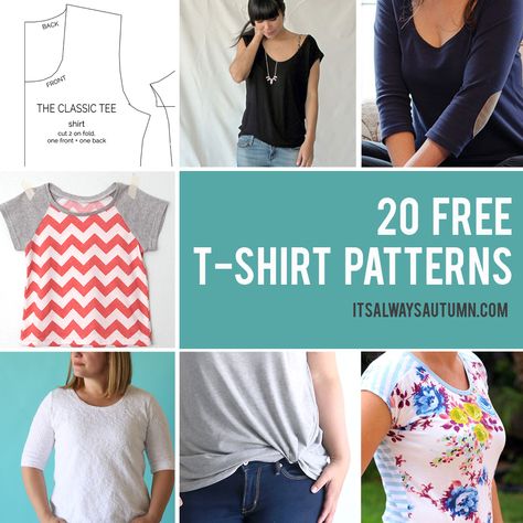 Find the best free t-shirt sewing patterns available. Free t shirt pattern for women, men, girls, boys, kids. Learn how to sew or make a t-shirt. Shirt Sewing Patterns, Diy Clothes Easy, Diy Clothes Tutorial, Diy Clothes For Women, Shirt Patterns For Women, Shirt Patterns, Diy Summer Clothes, T Shirt Sewing Pattern, Shirt Sewing