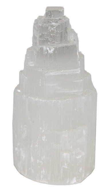 Crystalo - Selenite Skyscraper (1pc) - ~ 4 Inch Tall Mental Flexibility, Sky Scrapers, Remove Blockages, Meditation Accessories, Energy Blocks, Chakra Yoga, Astral Projection, Reiki Chakra, Selenite Crystal