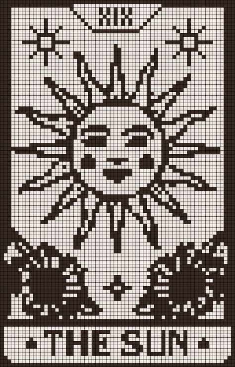 Alpha pattern #149614 variation #300955 | BraceletBook Embroidery Tapestry Patterns, Cross Knitting Pattern, Alpha Pattern Tarot Card, Tarot Card Crochet Pattern, Witchy Pixel Art Pattern, Crochet Colorwork Pattern, Crochet Tapestries Pattern, Tarot Card Tapestry Crochet, Witchy Tapestry Crochet