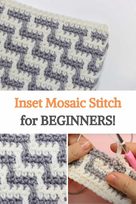 2 Colored Crochet Blanket, Mosaic Crochet Tutorials Free, Mosaic Crochet Patterns Free Tutorial, Interlocking Mosaic Crochet, Mosaic Crochet For Beginners, Mosaic Crochet Beginner, 2 Color Crochet Stitches, Mosaic Crochet Stitch, How To Do Mosaic Crochet