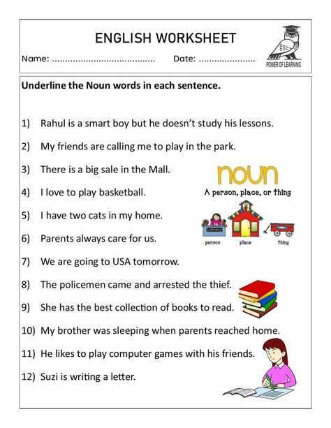 Nouns And Verbs Worksheets, Sentences Worksheet, Worksheet For Class 2, Common And Proper Nouns, Adjective Worksheet, English Worksheets For Kindergarten, 1 Worksheet, English Teaching Materials, Kindergarten Coloring Pages