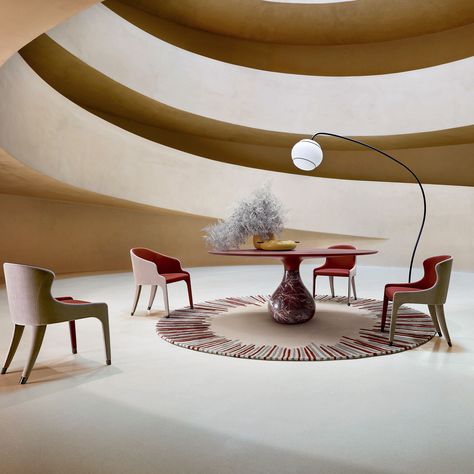 ROCHE BOBOIS I Official Website l French Art de Vivre Fall Interior Design, Fashion Interior Design, High End Furniture, Terracotta Floor, Lobby Interior, Roche Bobois, Missoni Home, Oval Table Dining, Dining Table Design